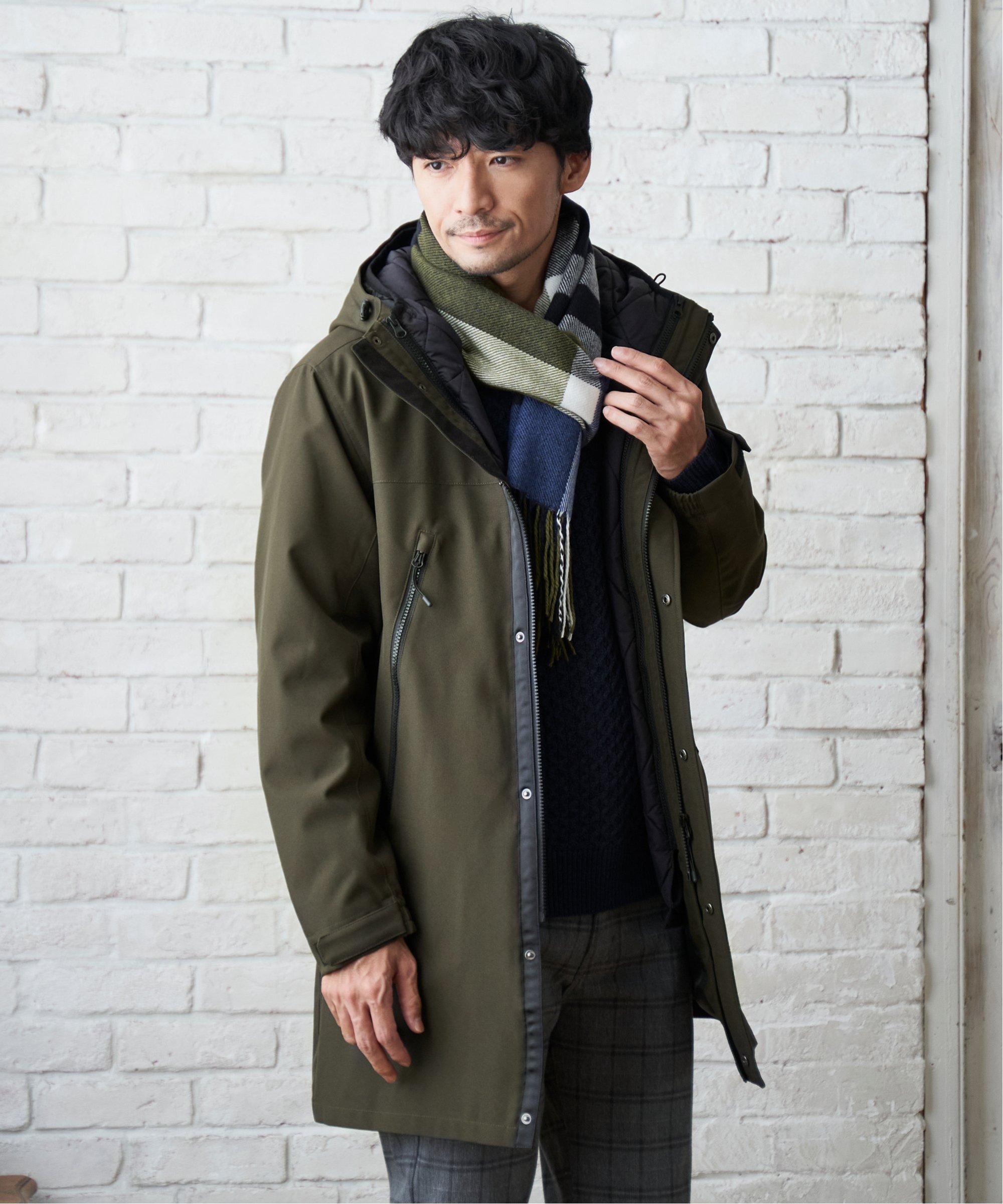 ikka 【撥水】sorona(R) 3WAYロングコート イッカ ジャケット・アウター その他のジャケット・アウター グレー ブラック グリーン【送料無料】