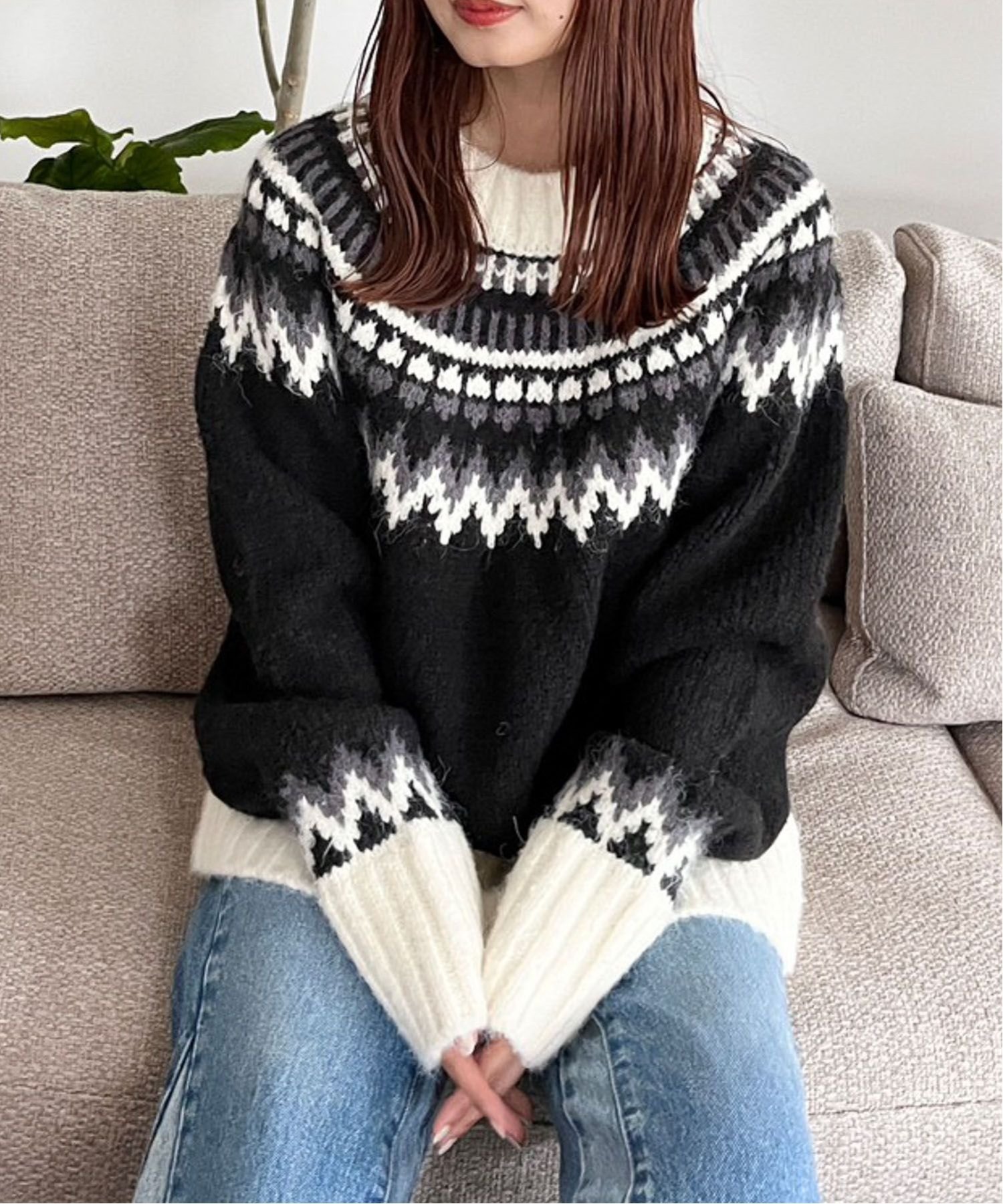 【SALE／20%OFF】LOWRYS FARM ノルディックニットプルオーバー ローリーズファーム トップス ニット ブラック ブルー【送料無料】のサムネイル