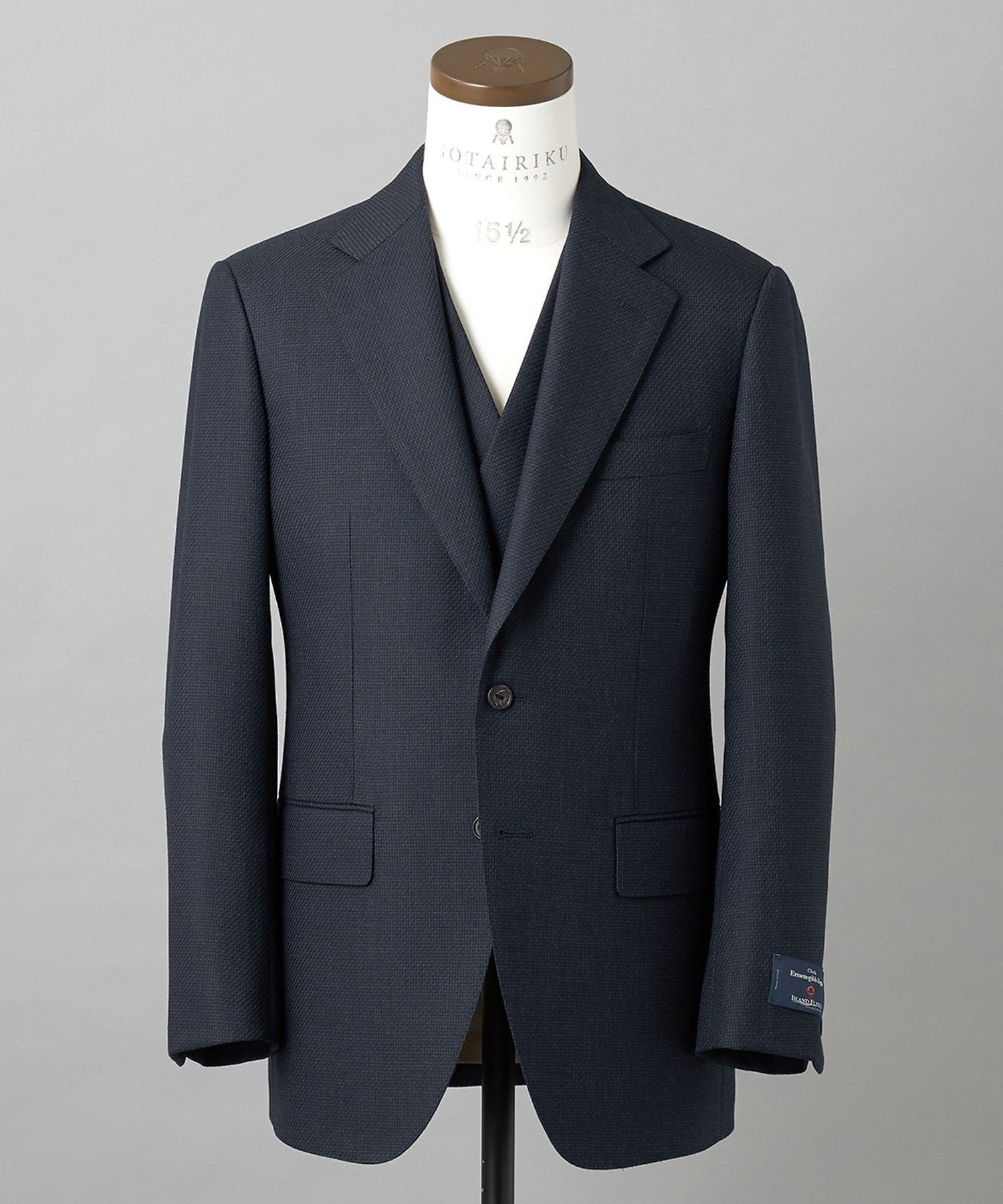 GOTAIRIKU 【ZEGNA/ゼニア】ISLANDFLEECE/アイランドフリース 3ピーススーツ(ネイビー) ゴタイリク スーツ・フォーマル セットアップスーツ ネイビー【送料無料】