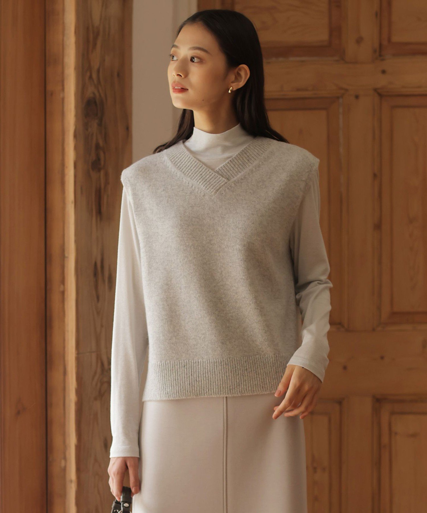 【SALE／40%OFF】J.PRESS LADIES L 【洗える】MIX COLORED ニット ベスト ジェイプレス トップス ベスト・ジレ ベージュ ネイビー グレー【送料無料】