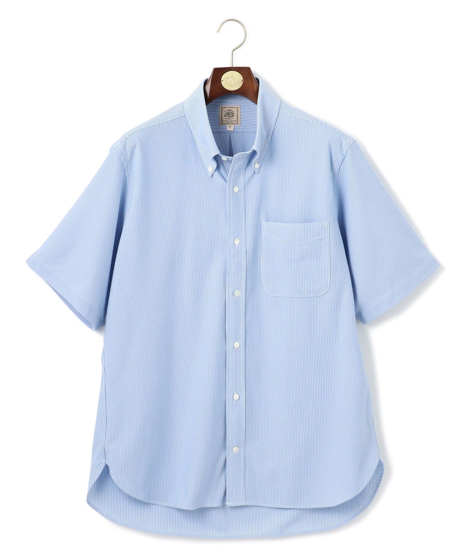 J.PRESS 【KING SIZE】【J.PRESS OXFORD JERSEY】カノコインレイマイクロストライプ パッチポケットシャツ / B.D. ジェイプレス トップス シャツ・ブラウス グレー ブルー