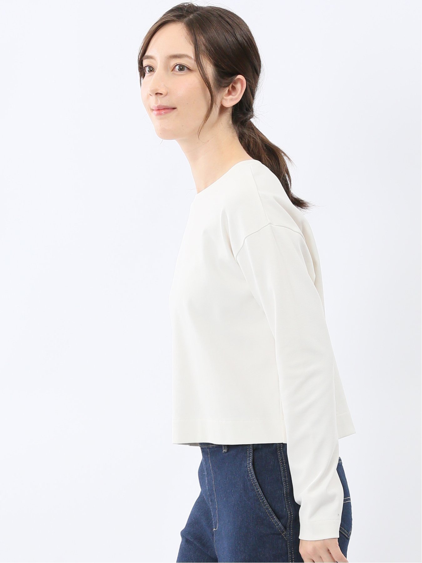 【SALE／10%OFF】m.f.editorial クロップド クルーネック長袖Tシャツ 【26SS】 タカキュー トップス カットソー・Tシャツ ホワイト
