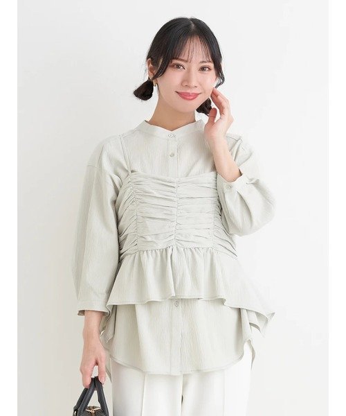 Re-J&SUPURE 【WEB限定】[SET]ノーカラーシャツ×ビスチェ リジェイアンドスプル トップス シャツ・ブラウス