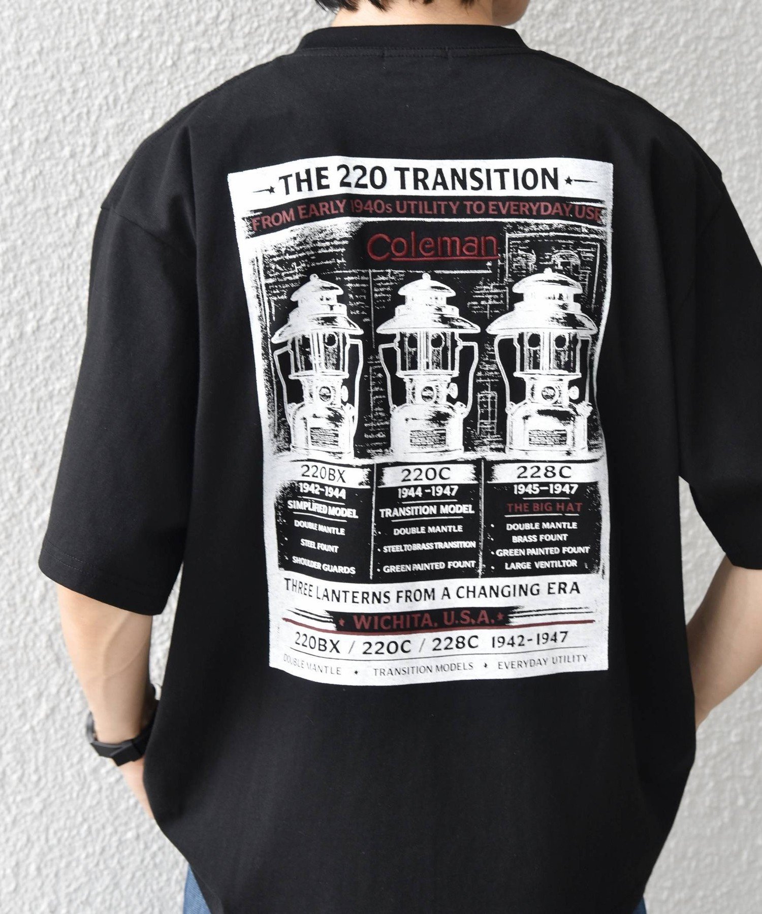 【SHIPS any別注】Coleman: ランタン プリント ロゴ 刺繍 Tシャツ◇ シップス トップス カットソー・Tシャツ ホワイト ブラック