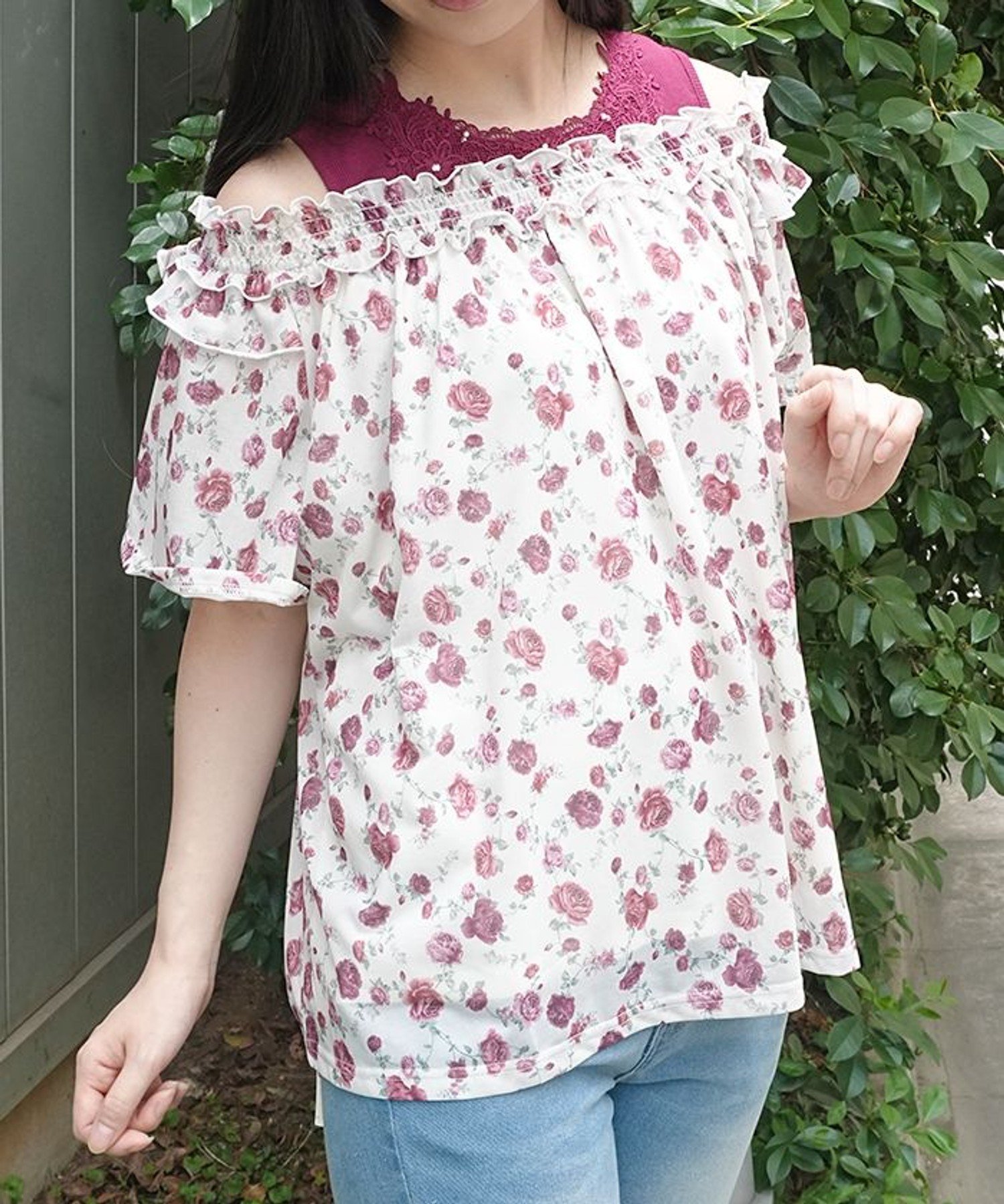 バックリボン2WAYトップス アクシーズファム トップス カットソー・Tシャツ ホワイト