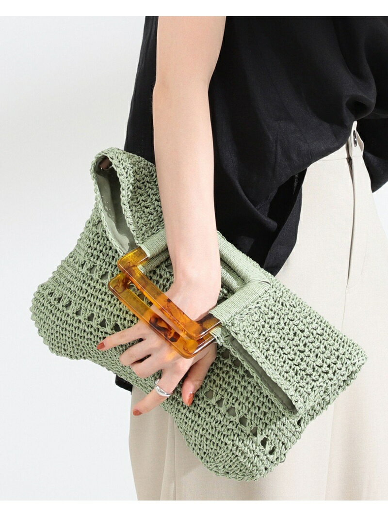 【SALE／40%OFF】Ray BEAMS Ray BEAMS / ペーパー カゴバッグ ビームス アウトレット バッグ かごバッグ グリーン ベージュのサムネイル