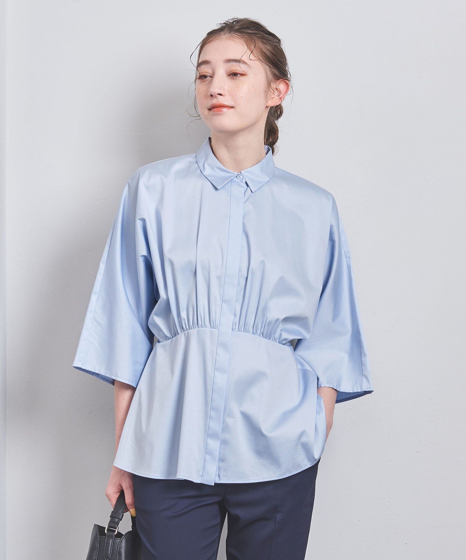 【SALE／70%OFF】UNITED ARROWS サテン ドルマンスリーブ ブラウス ユナイテッドアローズ アウトレット トップス シャツ・ブラウス ブルー ホワイト【送料無料】のサムネイル