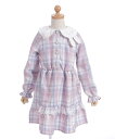 axes femme kids うさぎ襟チェック柄ワンピース アクシーズファム ワンピース・ドレス ワンピース ピンク ブルー【送料無料】