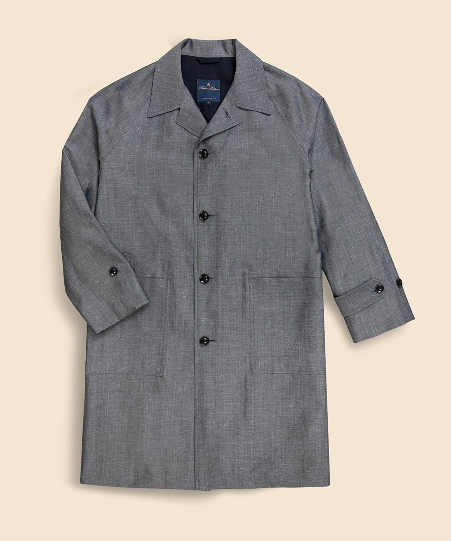 Wool Linen Dungaree Balmacaan Coat 330001098: Blue