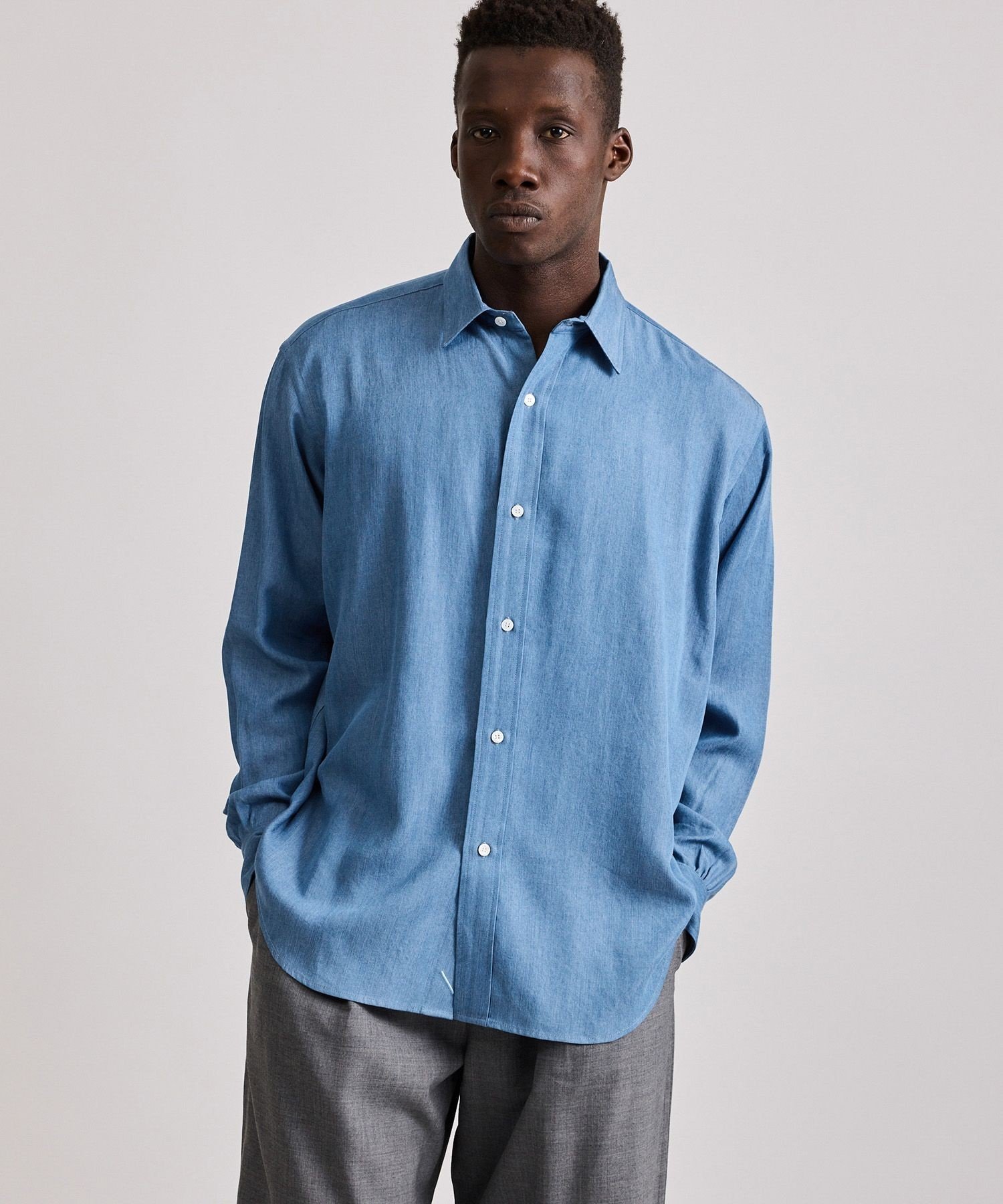 【SALE／20%OFF】Saturdays NYC Luis Chambray LS Shirt サタデーズ　ニューヨークシティ トップス シャツ・ブラウス ブルー【送料無料】