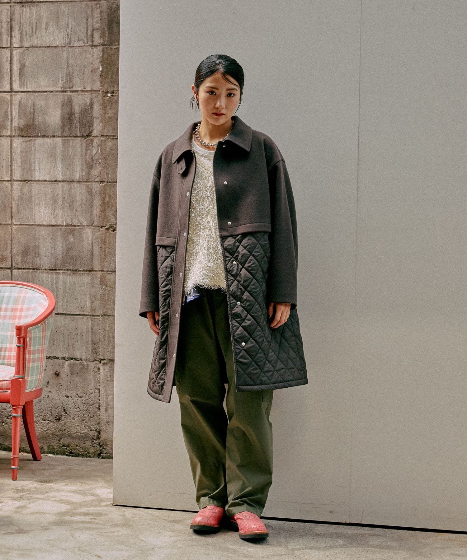 【SALE／24%OFF】GLOBAL WORK ウールライク切り替えコート/499669 グローバルワーク ジャケット・アウター ステンカラーコート ブラウン ブラック【送料無料】 stylife-15203451 Rakuten Fashion サンプル画像3