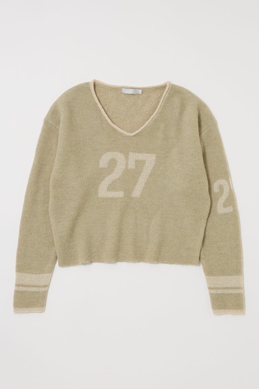 【SALE／50%OFF】MOUSSY SHAGGY NUMBERING セーター マウジー トップス ニット ネイビー ベージュ【送料無料】