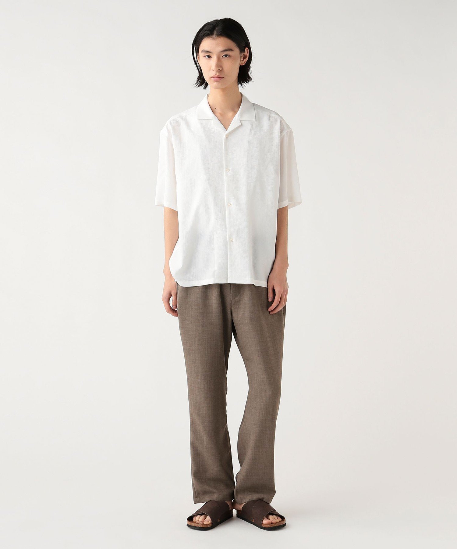 BEAMS HEART MEN ポリエステル 楊柳 オープンカラー シャツ ビームス ハート トップス シャツ・ブラウス ホワイト ネイビー【送料無料】