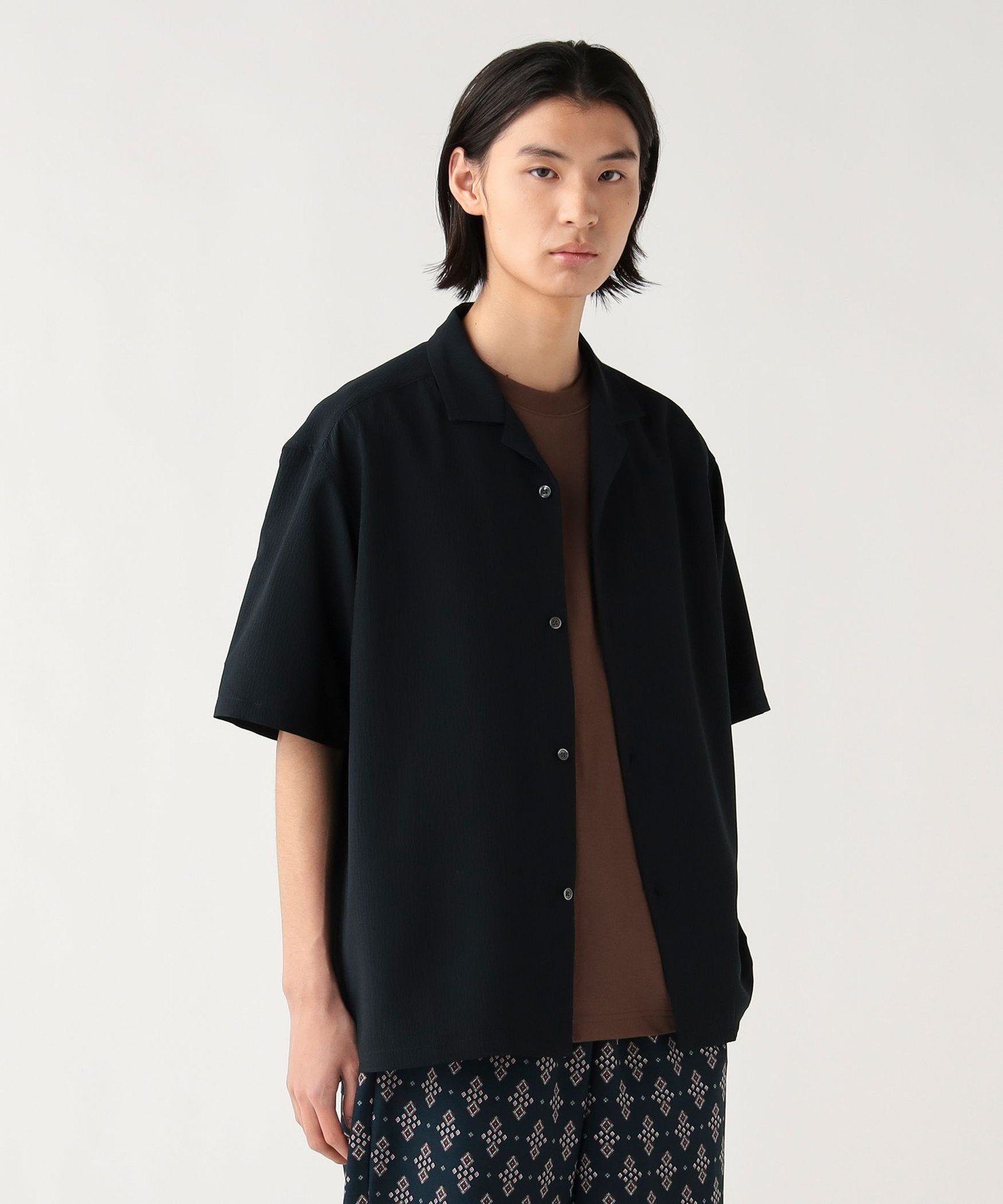 BEAMS HEART MEN ポリエステル 楊柳 オープンカラー シャツ ビームス ハート トップス シャツ・ブラウス ホワイト ネイビー【送料無料】