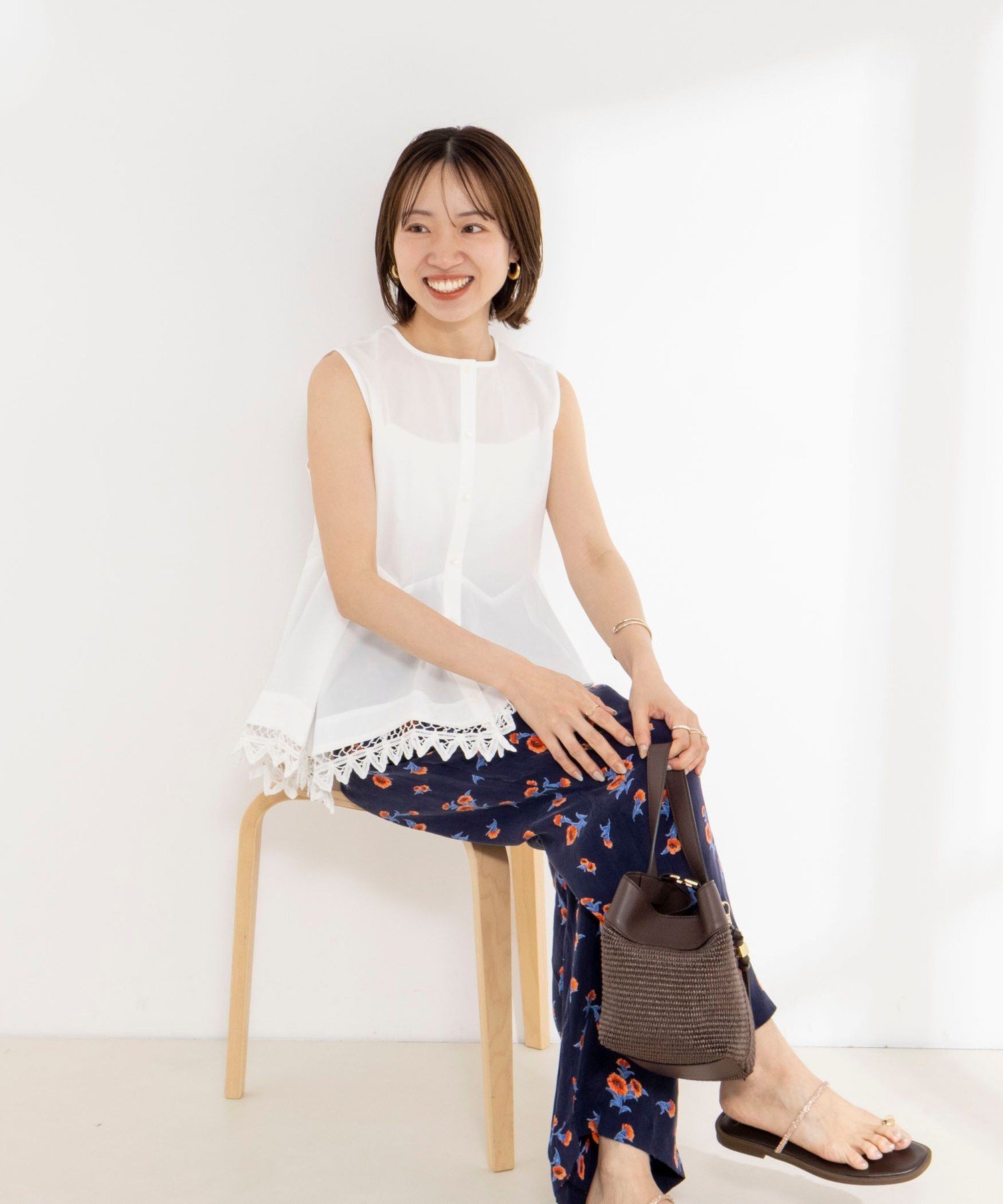 NOLLEY'S ウォッシャブルスカーレット柄タックパンツ ノーリーズ パンツ その他のパンツ ネイビー【送料無料】