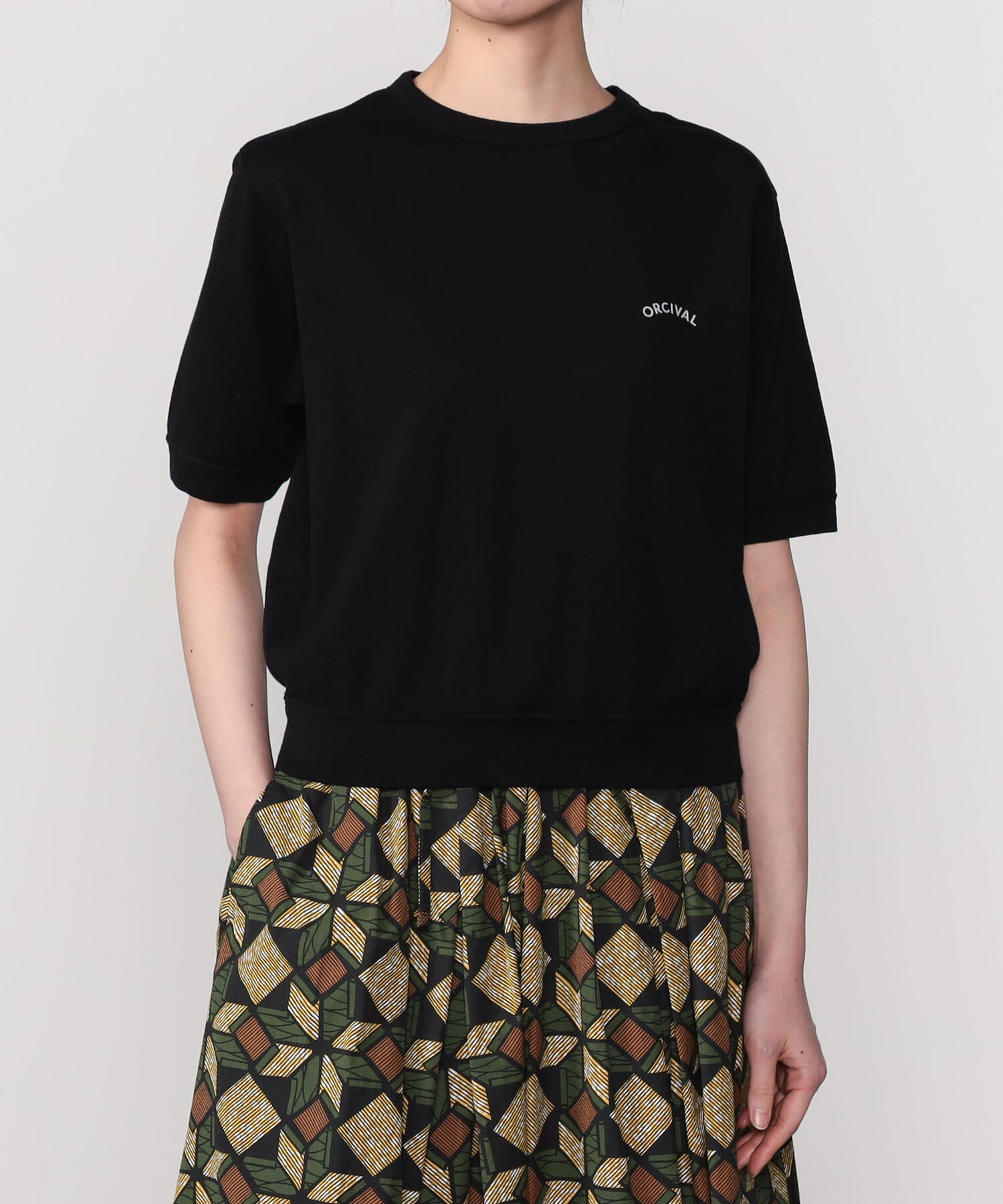 Bshop ORCIVAL ｜ シースルー クルーネックショートスリーブプルオーバー WOMEN ビショップ トップス カットソー・Tシャツ ブラック ピンク イエロー