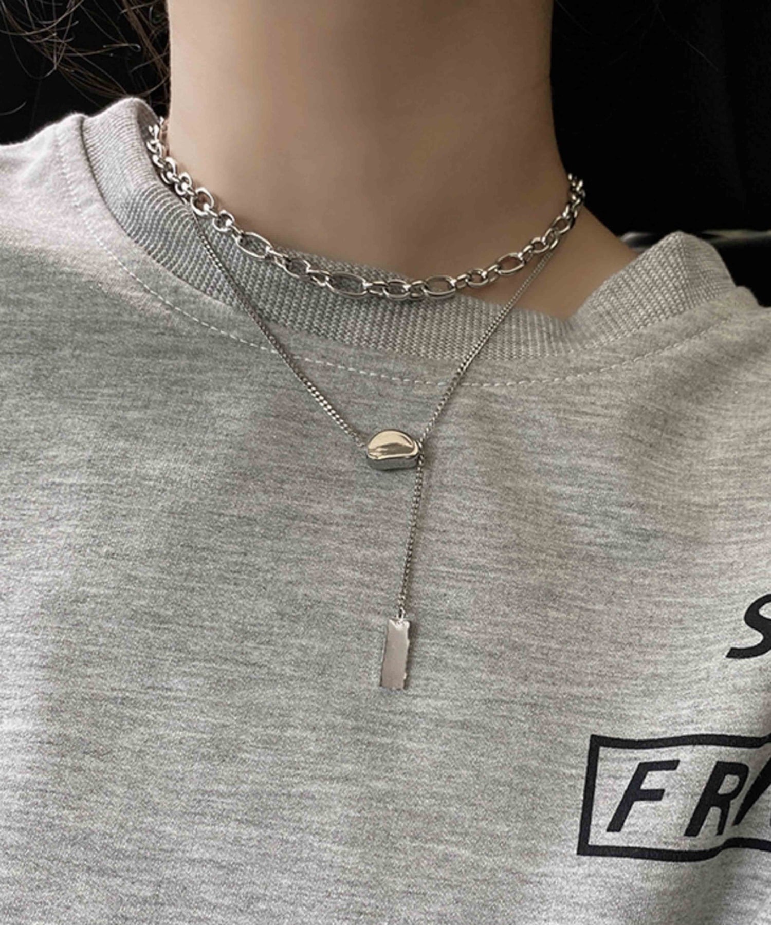 F.S.B F.S.B/(U)チェーンレイヤードコネクトネックレス エフエスビー アクセサリー・腕時計 ネックレス シルバー