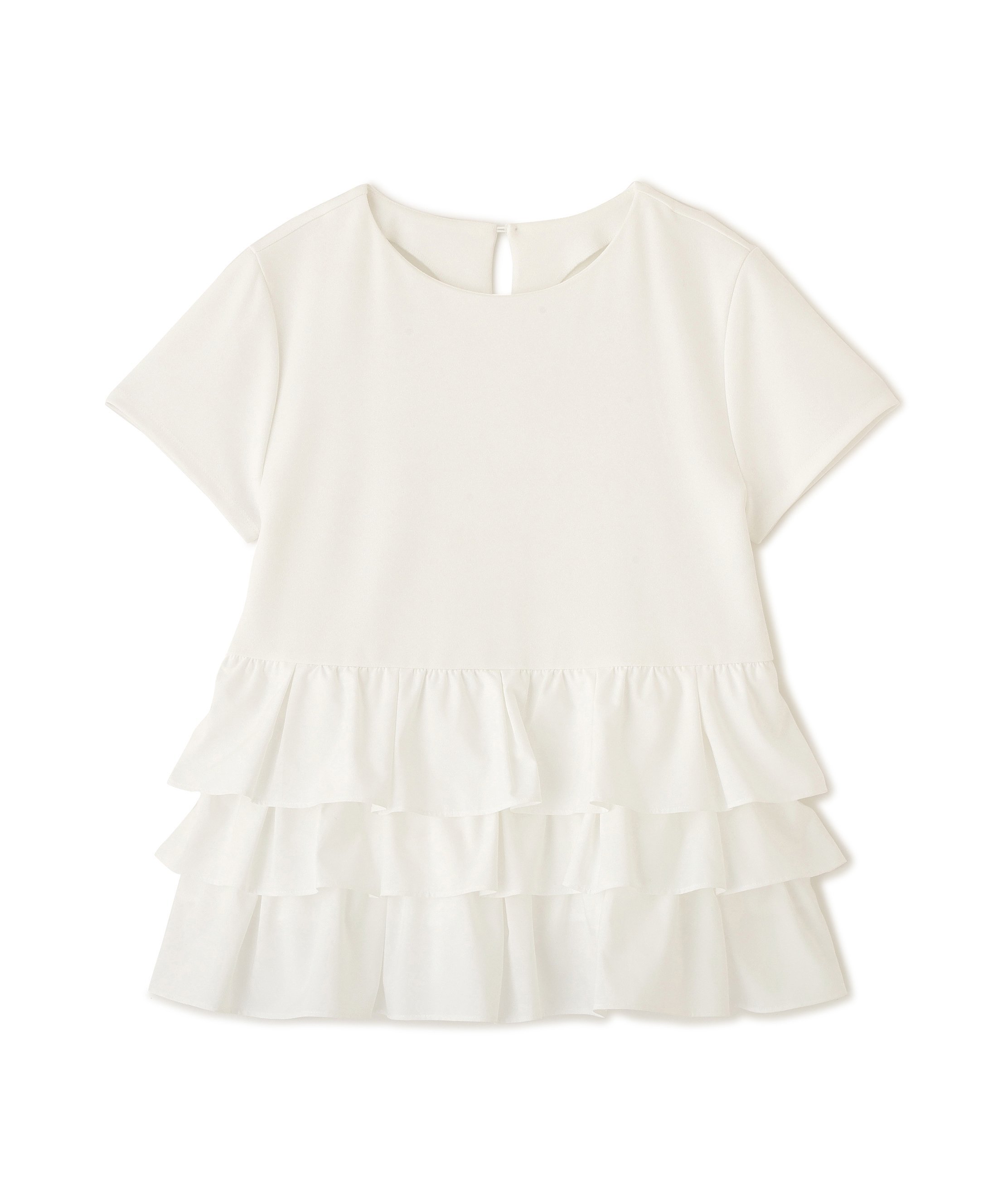 NATURAL BEAUTY BASIC ＜山本里菜さんコラボ＞ドッキングペプラムカットソー ナチュラルビューティベーシック トップス カットソー・Tシャツ ブラック ホワイト