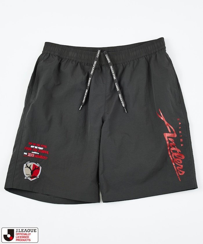 FREAK'S STORE J.LEAGUE × FREAK'S STORE 別注 SUPPORTERS NYLON SHORTS【鹿島アントラーズ】 フリークスストア パンツ その他のパンツ グレー ブラック【送料無料】