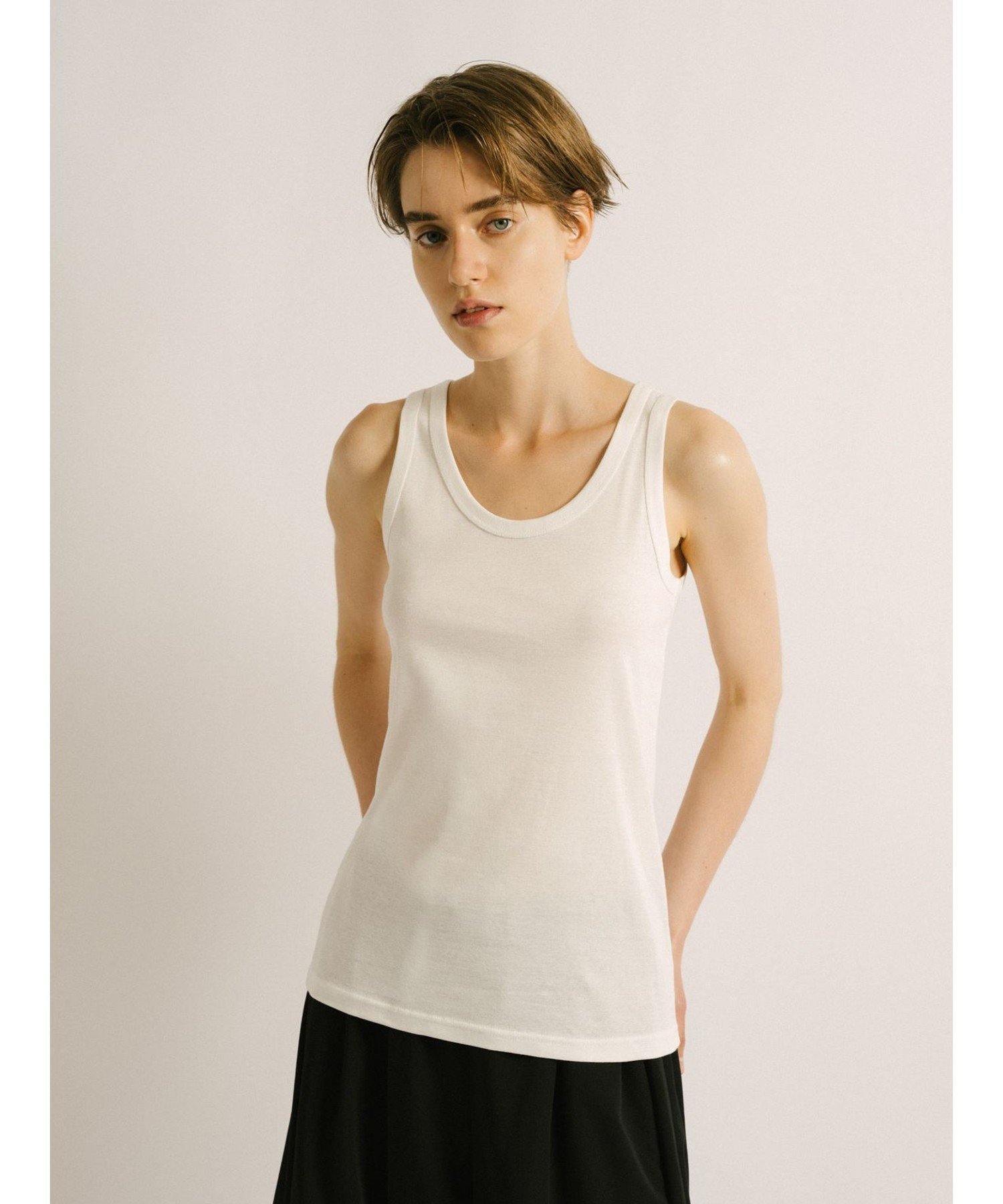 mizuiro ind mizuiro ind ベーシックタンクトップ マーコート トップス カットソー・Tシャツ ピンク ブルー ベージュ ブラック ホワイト