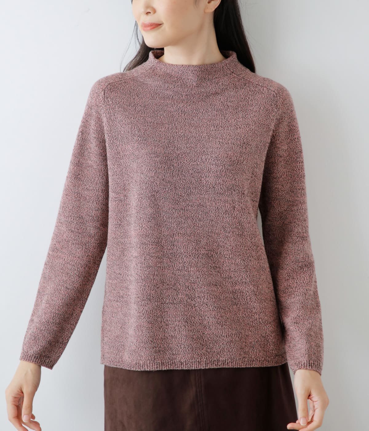 NEWYORKER WOMEN L-SIZE 【L】撚り杢MIX天竺 ボトルネックプルオーバー ニューヨーカー エルサイズ トップス ニット ピンク ブルー