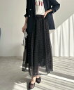 【SALE/50%OFF】DOUX ARCHIVES シアードットスカート ドゥアルシーヴ スカート ロング・マキシスカート ホワイト ブラック【送料無料】