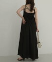 Freesia バックオープン リボン ロング キャミワンピース Freesia フリージア アンドミー ワンピース・ドレス ワンピース ブラック ホワイト グ...