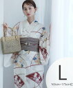 utatane utatane 浴衣3点セット クリームに露芝紋の古典花 Lサイズ ウタタネ 着物・浴衣・和装小物 浴衣 ホワイト【送料無料】