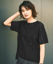 自由区 L 【セットアップ対応・洗える】シアーカットジャカード ニット ジユウク トップス ニット レッド ブラック【送料無料】