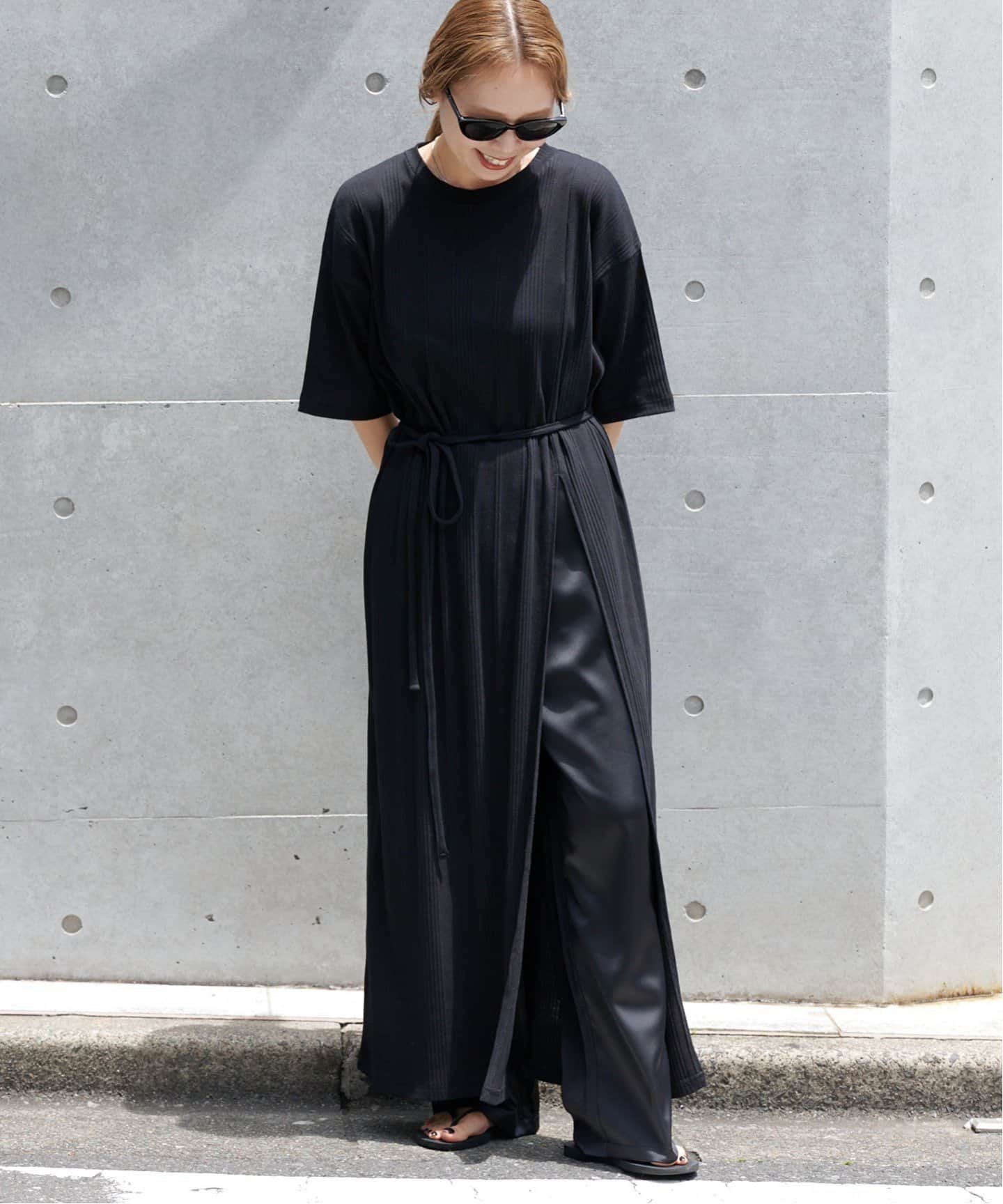 OUTDOOR PRODUCTS Usual Things ≪予約≫WEB限定 2点SET 半袖カットワンピース*サテンイージーパンツ アウトドアプロダクツユージュアルシングス ワンピース・ドレス ワンピース ブラック ホワイト【送料無料】のサムネイル