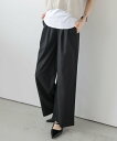La-gemme コットンリネン混ワイドパンツ ラジュール パンツ その他のパンツ カーキグリーン ブラウン ベージュ ブラック【送料無料】