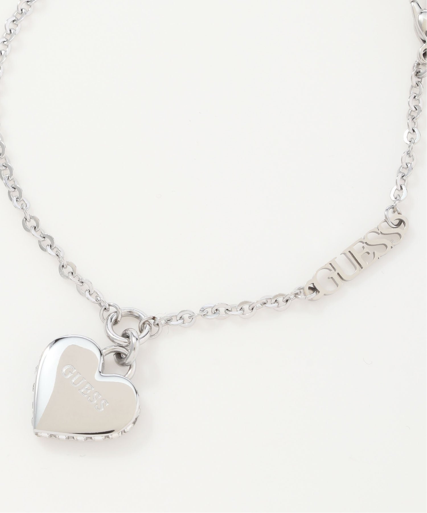 GUESS ブレスレット (W)FINE CHAIN & 14MM HEART RG ゲス アクセサリー・腕時計 ブレスレット・バングル シルバー ゴールド