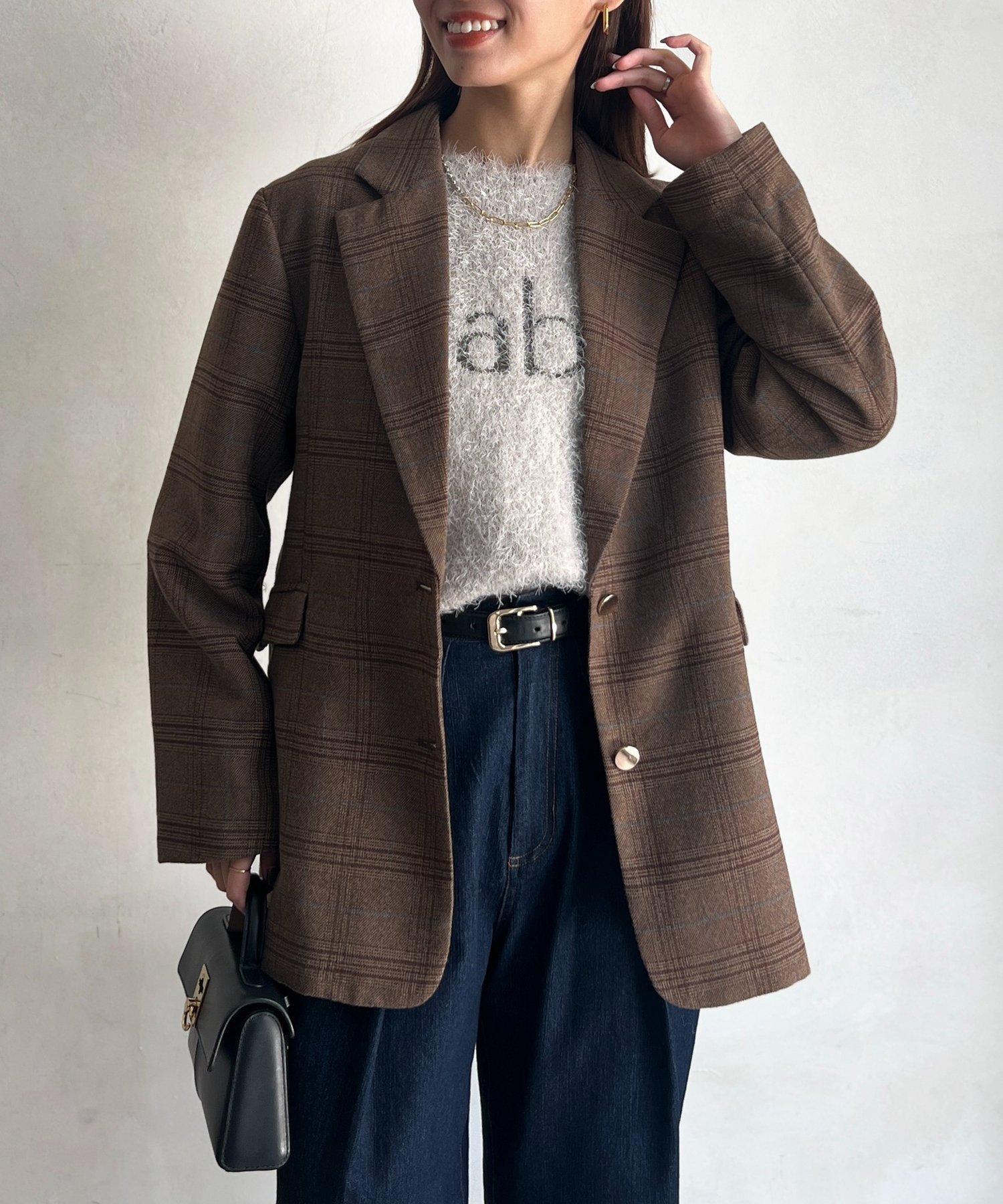 【SALE／21%OFF】Chez toi ライナー付きテーラードジャケット シェトワ ジャケット・アウター テーラードジャケット・ブレザー ブラウン グレー【送料無料】