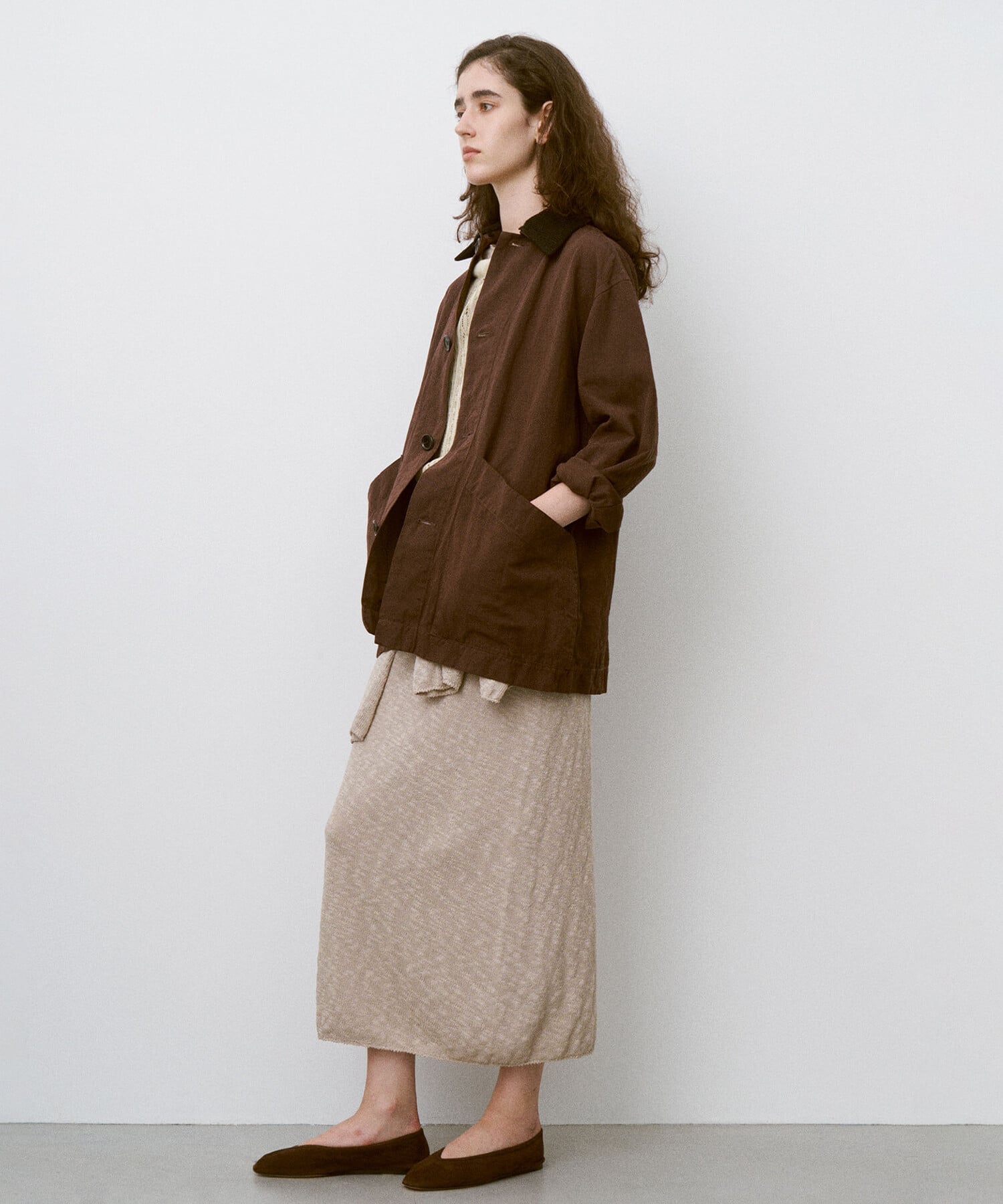 Bshop UNFIL ｜ ガーメントダイ カバーオールジャケット WOMEN ビショップ ジャケット・アウター テーラードジャケット・ブレザー ベージュ ブラウン