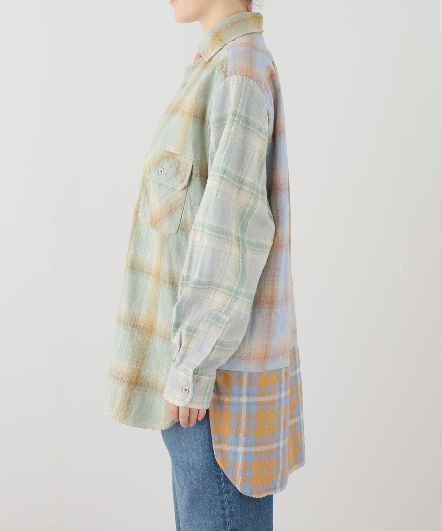 Nigel Cabourn グランパシャツクレイジーパターン フレームワーク トップス シャツ・ブラウス ブルー