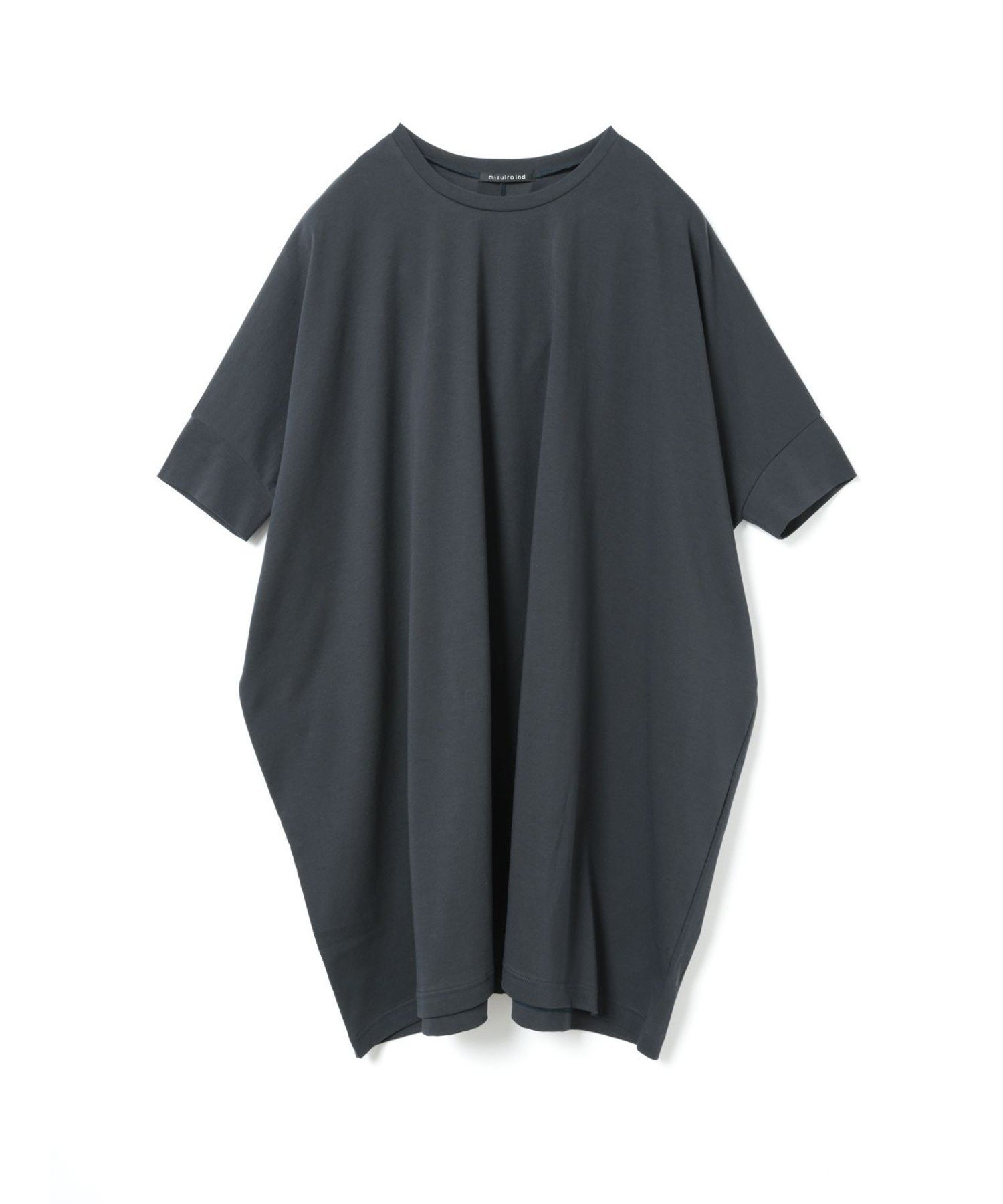 mizuiro ind mizuiro ind ワイドクルーネックチュニック マーコート トップス カットソー・Tシャツ ホワイト ブラック ネイビー