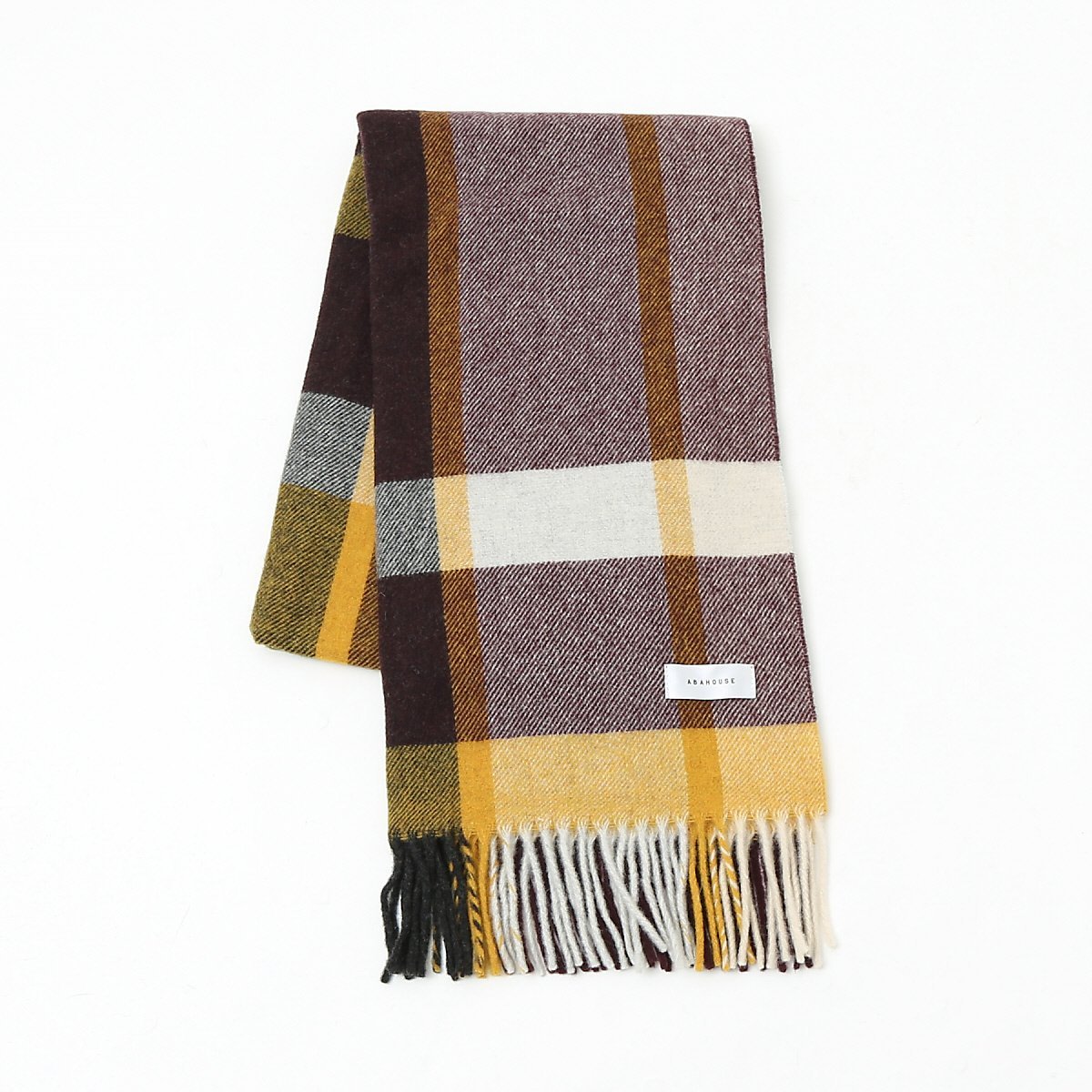 ABAHOUSE LASTWORD イタリア製 ウール*カシミヤ チェック柄 マフラー 50*190 アバハウス ファッション..