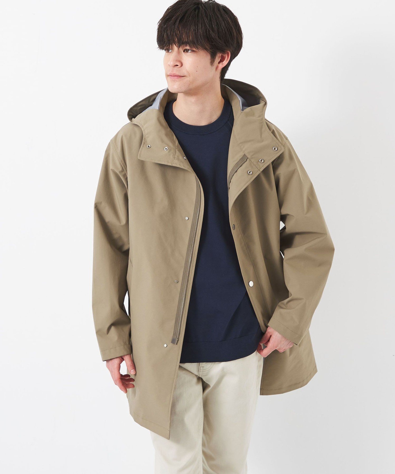 【SALE／50%OFF】UNITED ARROWS green label relaxing 3レイヤー ハッスイ フードコート -撥水・防風- ユナイテッドアローズ アウトレット ジャケット・アウター その他のジャケット・アウター ベージュ ネイビー【送料無料】