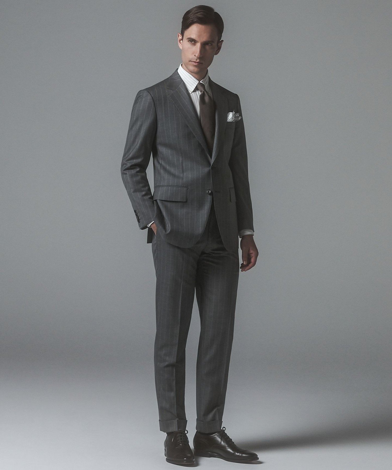 【SALE/20%OFF】GOTAIRIKU 【CANONICO/カノニコ】 リベンジ 150's 通年スーツ(グレー×ストライプ) ゴタイリク スーツ・フォー...