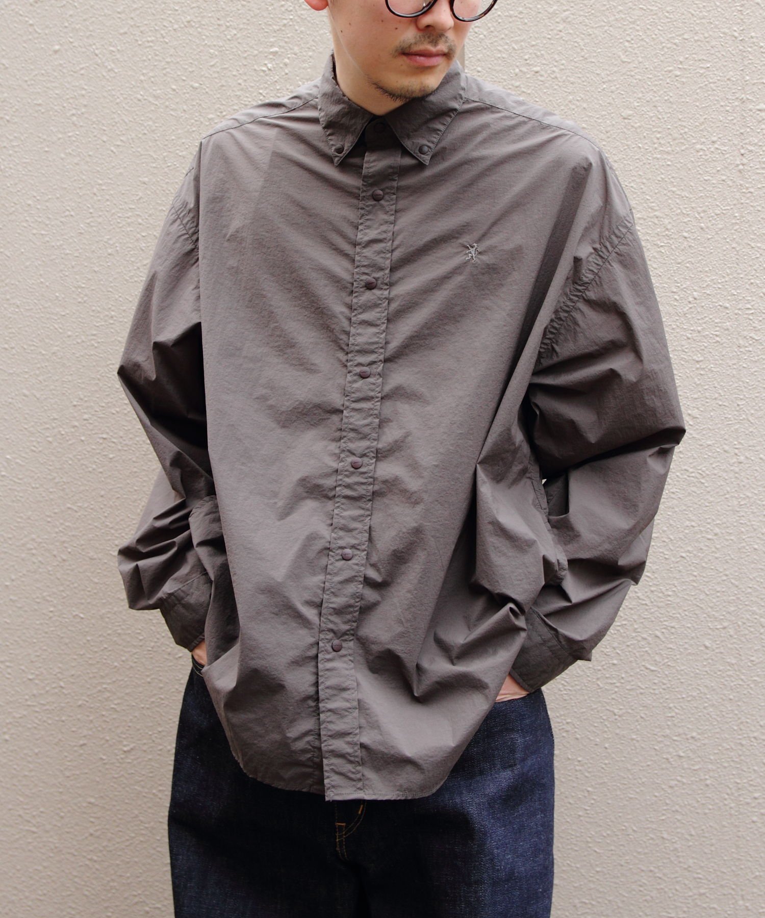 【SALE/20%OFF】GYMPHLEX GYMPHLEX/(M)NYLON B.D. SHIRT LONGSLEEVE ステップス トップス シャツ・ブラウス グレー ネイビー【送料無料】