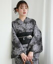 【SALE/49%OFF】utatane utatane 浴衣3点セット グレーに重なる古典菊 Fサイズ ウタタネ 着物・浴衣・和装小物 浴衣 グレー【送料無料...