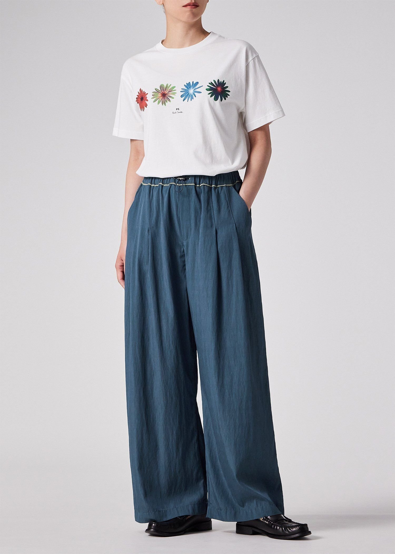 【SALE／30%OFF】PS Paul Smith ウィメンズ ドロストコード レーヨン パンツ ポール・スミス パンツ その他のパンツ ブルー カーキグリーン【送料無料】