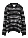 TAKAHIROMIYASHITATheSoloist. fair isle crew neck sweater. タカヒロミヤシタザソロイスト. トップス ニット ブラック【送料無料】
