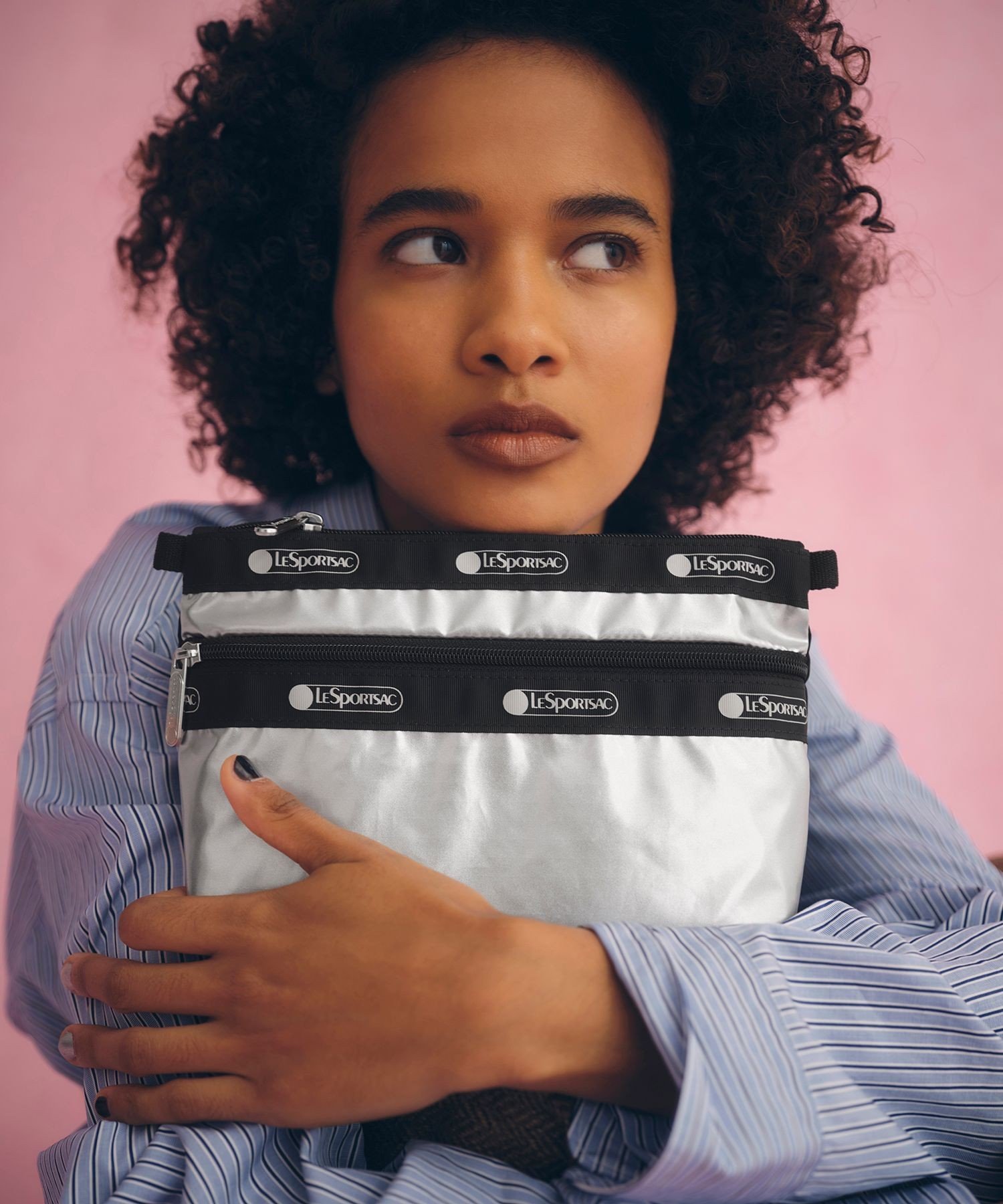 ADAM ET ROPE' FEMME 【LeSportsac for ADAM ET ROPE'】COSMETIC CLUTCH (SHINE/SOLID) アダムエロペ 財布・ポーチ・ケース ポーチ シルバー【送料無料】