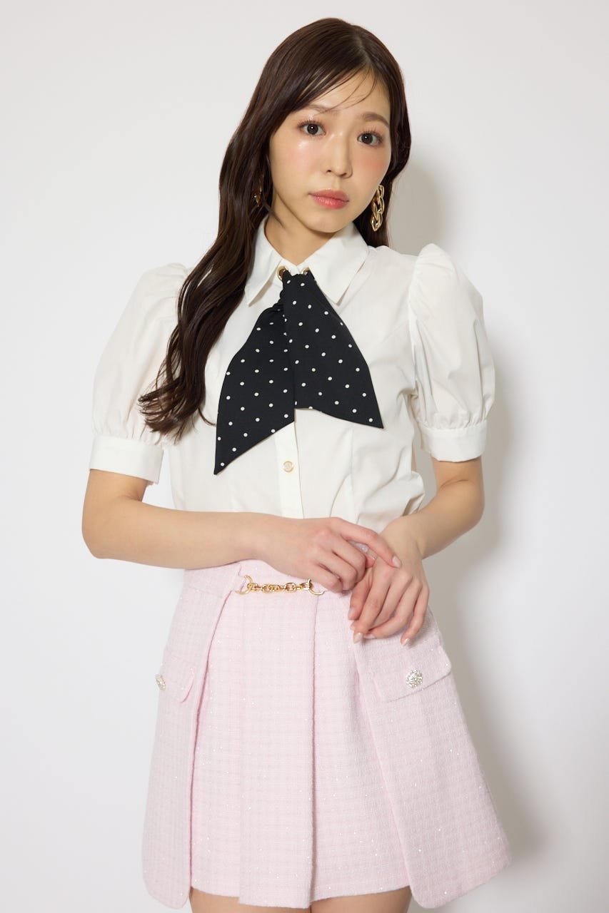 rienda 【森香澄さん着用】スカーフ付きハーフスリーブブラウス リエンダ トップス シャツ・ブラ