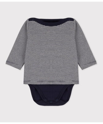 【SALE/20%OFF】PETIT BATEAU (K)ミラレ長袖ボディ プチバトー マタニティウェア・ベビー用品 ロンパース・カバーオール ネイビー【送料無料】