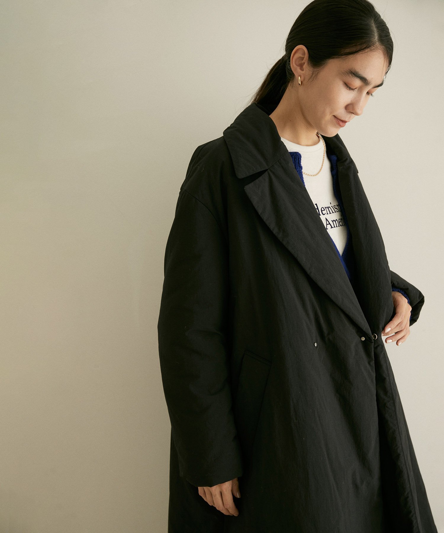 【SALE／50%OFF】SALON adam et rope' 【撥水加工・軽量】中綿チェスターコート サロン アダム エ ロペ ジャケット・アウター チェスターコート ブラック ホワイト【送料無料】