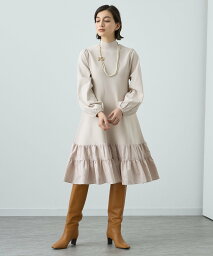 アナイ 服 レディース 【SALE／40%OFF】ANAYI ニットタフタティアードワンピース アナイ ワンピース・ドレス ワンピース ベージュ ブラック【送料無料】