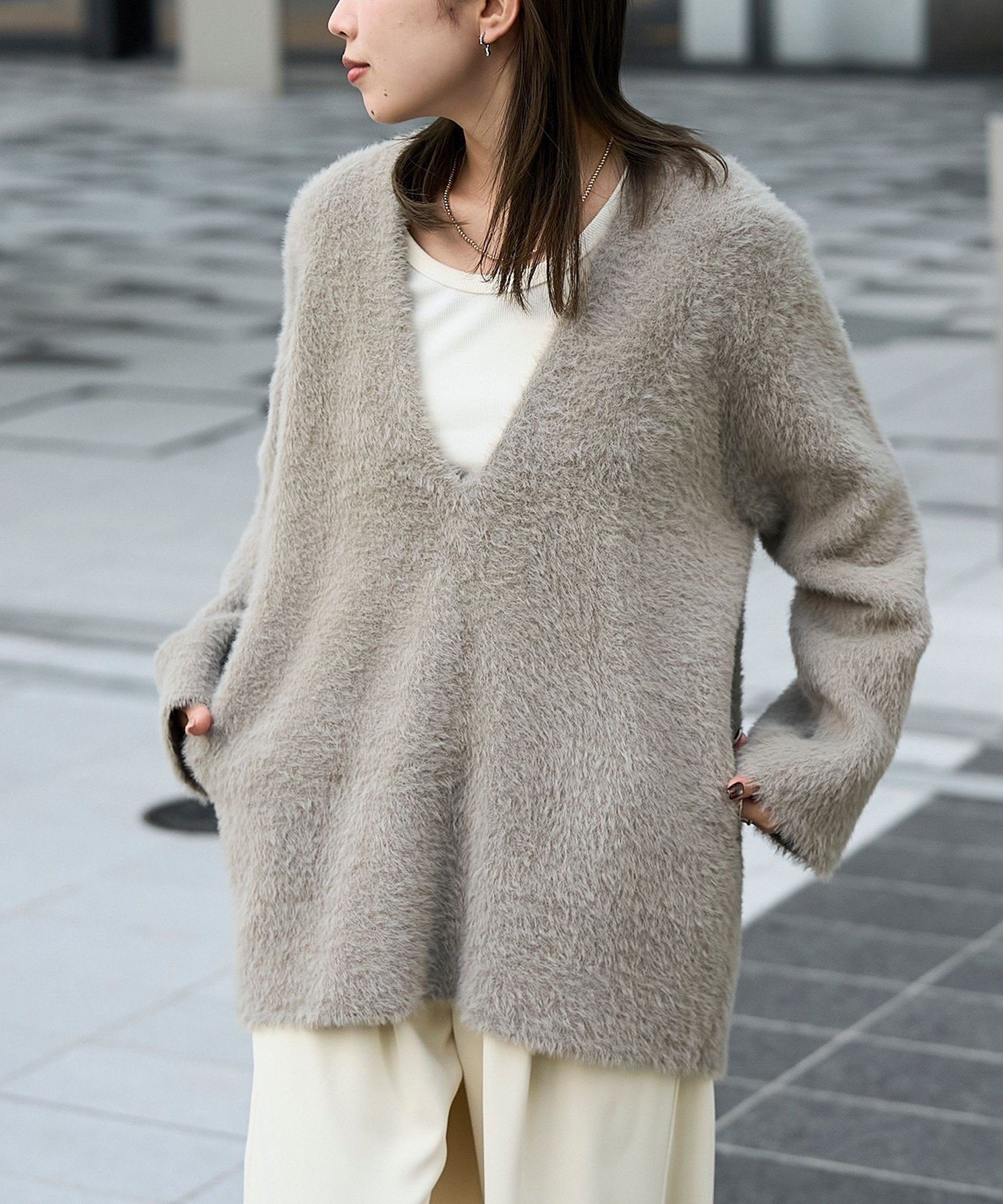 RONEL ≪昨年大人気≫【RONEL】シャギーVネックプルオーバーニット コーエン トップス ニッ ...