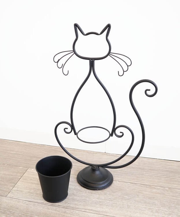 BACKYARD FAMILY アイアン プランター ネコシルエット ローラ インテリア・生活雑貨 その他のインテリア・生活雑貨 ブラック【送料無料】